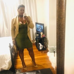 NWT Olive Green Ruched Dress